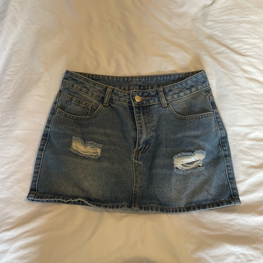 blue jean mini skirt